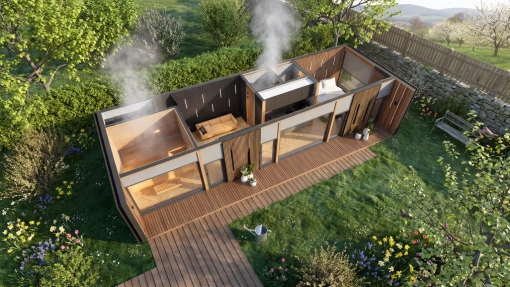 Wellness pihenőház felülnézetből