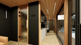 Wellness pihenőház belső közlekedőtér