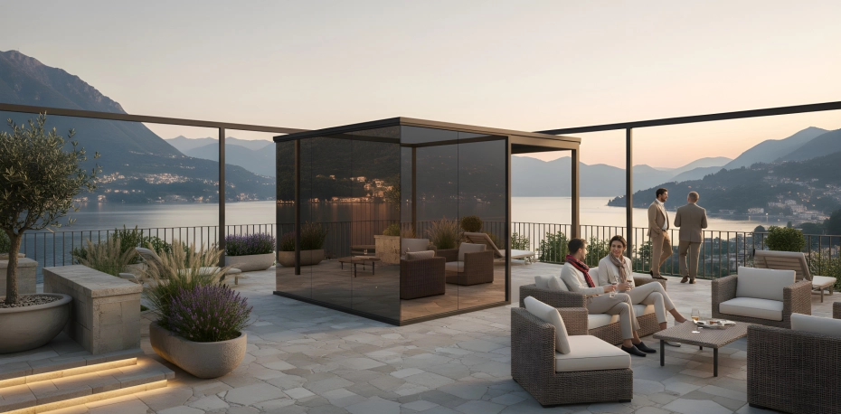 Kültéri szauna, ahol az üveg nem határ, hanem tér