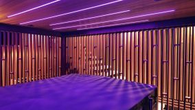 Jacuzzi fa lamellás wellness térben